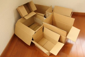 部屋の中で放置されたダンボール箱の写真　