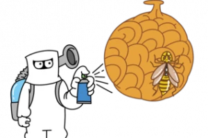 スズメバチを駆除する業者のイラスト