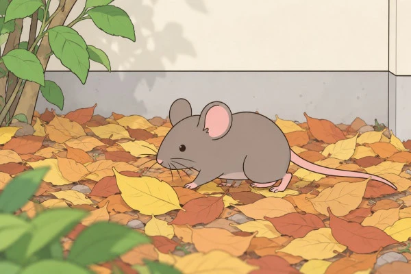 ネズミが外にいる様子