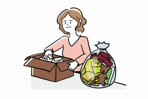 ものを仕分けする女性のイラスト