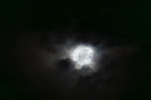 朧月の夜空の写真