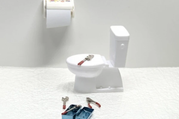 トイレのタンクを交換する様子