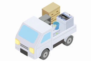 不用品を回収するトラックのイラスト