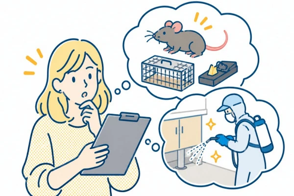 女性がネズミ駆除の見積内容をチェックしている様子