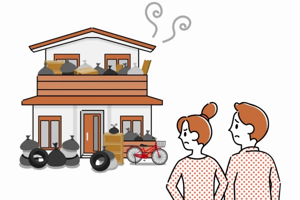 ゴミ屋敷に悩む夫婦のイラスト