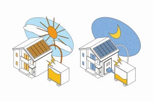 太陽光発電がついた住宅の絵