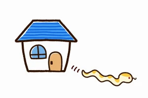 家の周りに発生したヘビのイラスト