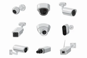 いろんなタイプの防犯カメラのイラスト