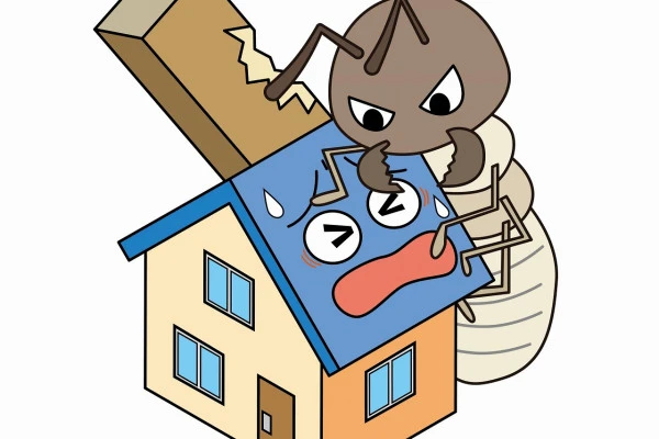 白蟻の被害に遭う家のイラスト