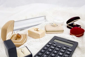 指輪と電卓の写真