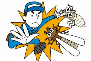 シロアリ駆除業者の男性作業員のイラスト