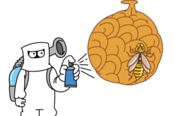 スズメバチの巣を駆除する事業者のイラスト