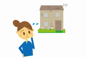 両親から相続した田舎の空き家をどうしていいか分からずに困っている女性のイラスト