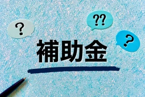 青色の背景に黒字で補助金と書かれた画像