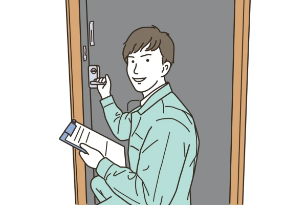 鍵屋の男性スタッフが微笑んでいるイラスト