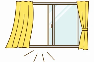 開いている窓のイラスト