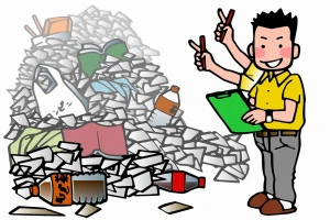 ゴミ屋敷の見積もりを行う業者のイラスト