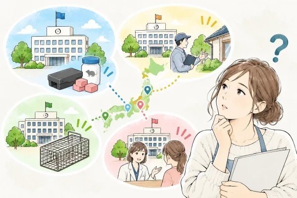 どんなネズミの支援内容があるかをイメージしている女性