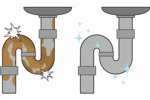 パイプの汚れや詰まりのメンテナンスのイメージイラスト