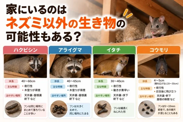 屋根裏に潜むネズミ以外の動物画像