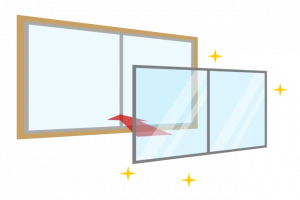 防音ガラスと防音サッシにリフォームしている絵