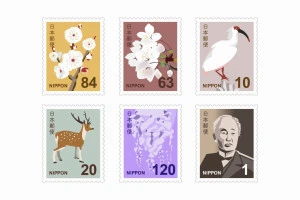 日本の切手セットのイラスト