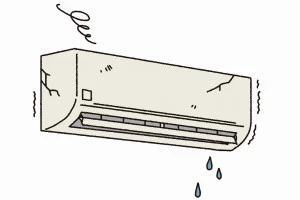故障したエアコンのイラスト
