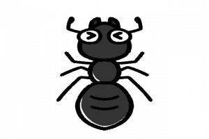 退治されたアリの絵