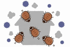 住宅に住み着くダニの絵