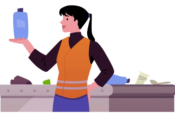 散らばった場所を片づけている女性