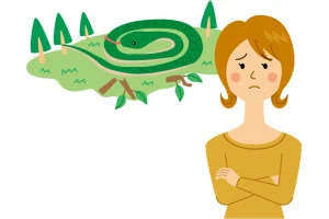 蛇に困る女性のイラスト