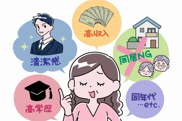 男性への希望が厳しい女性のイラスト