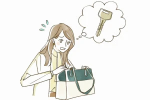 鍵を探している女性のイラスト