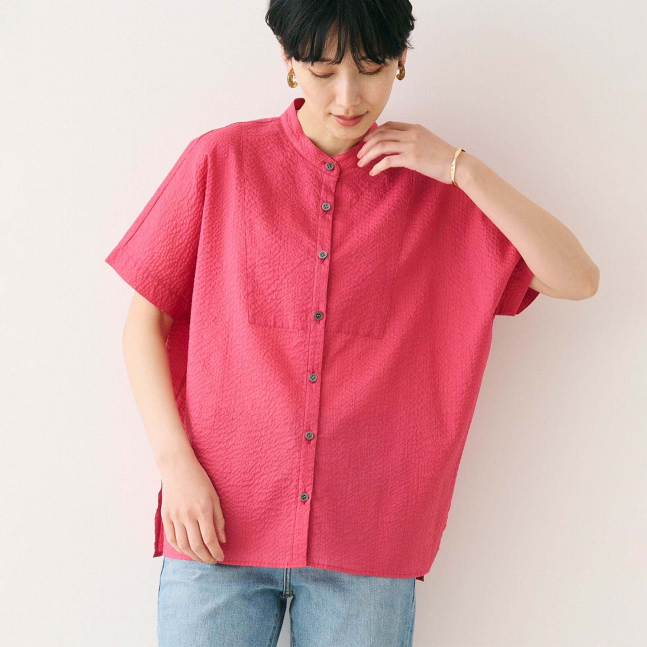 ≪洗える≫エアリーシャツブラウス