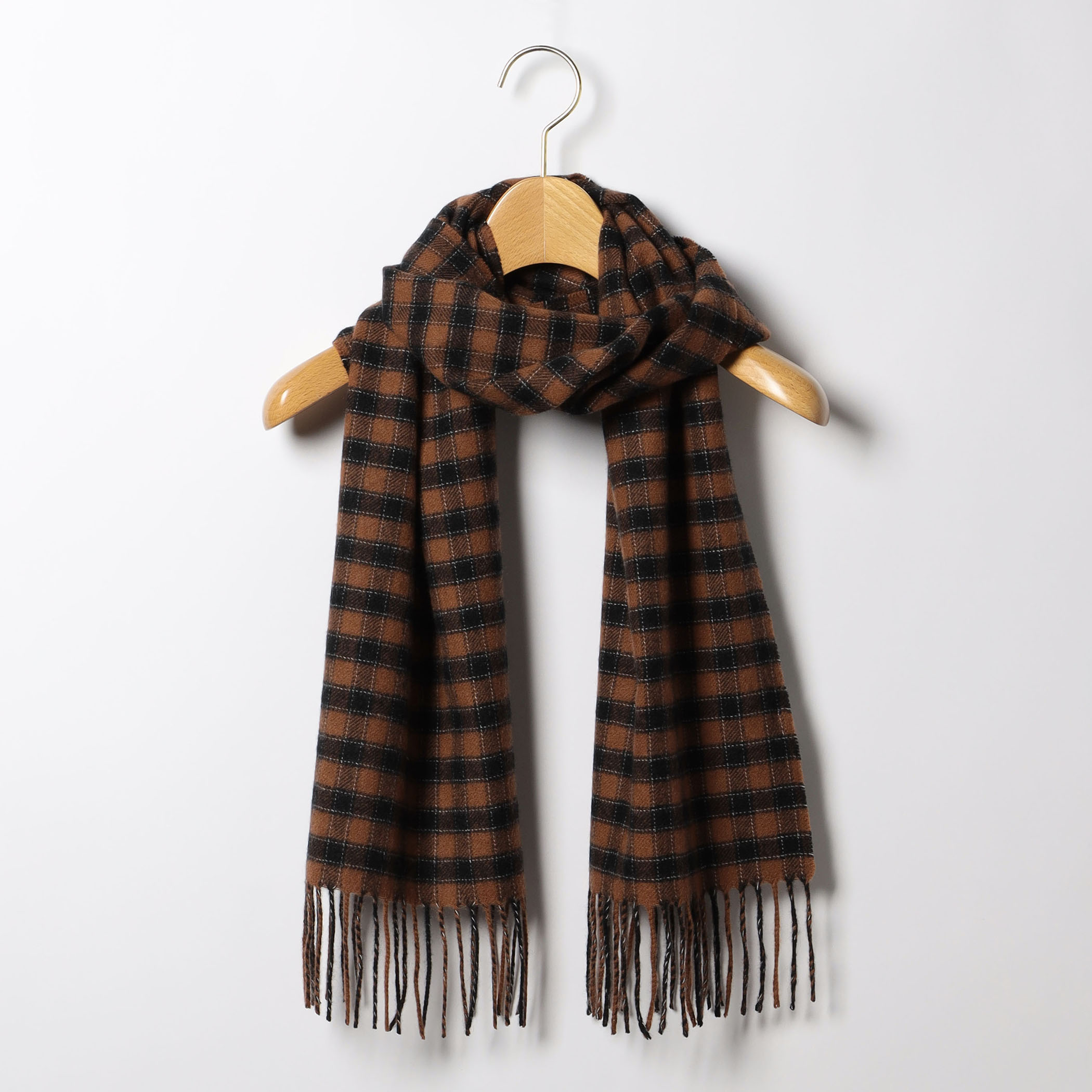 カシミヤチェックマフラー