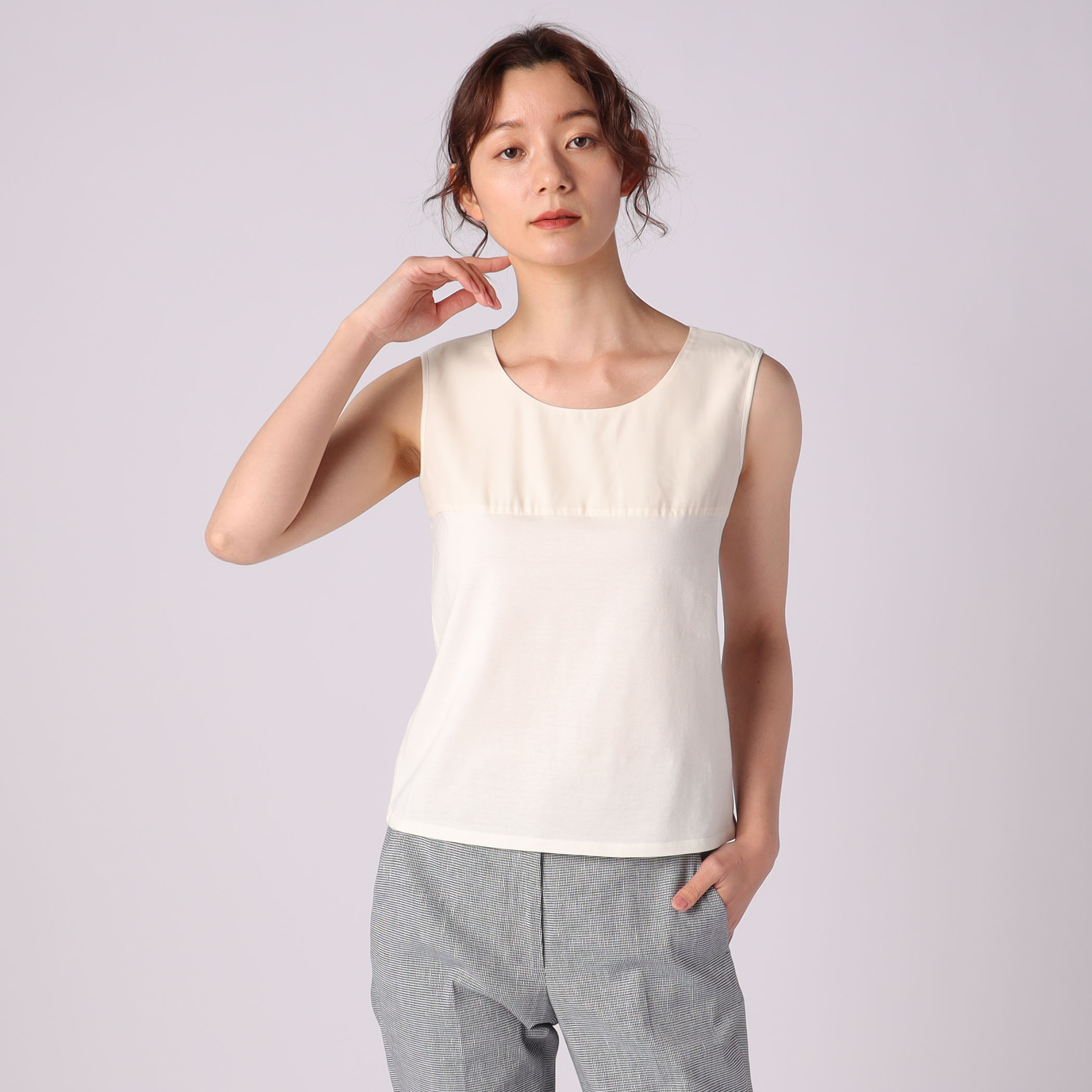 シルケットテンジクノースリーブカットソー