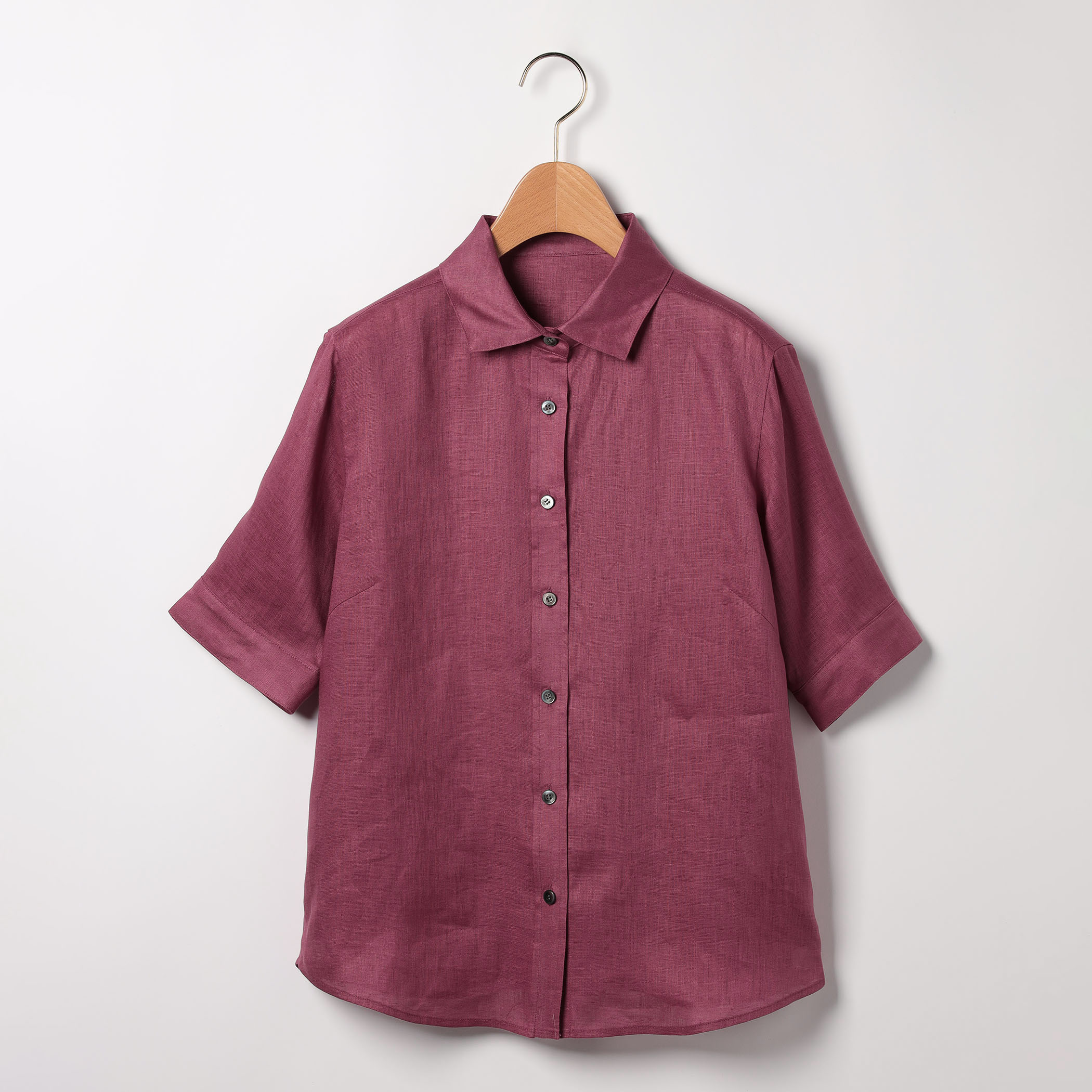 ウォッシュリネンブラウス五分袖