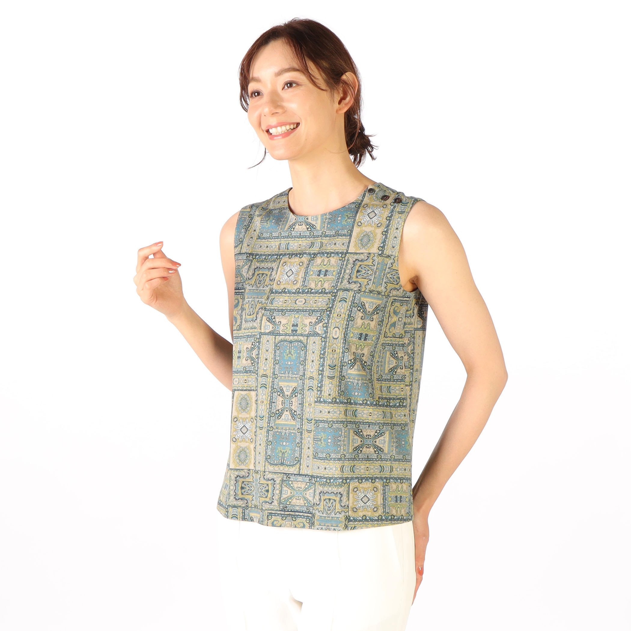 ユーロサラサジャージノースリーブカットソー