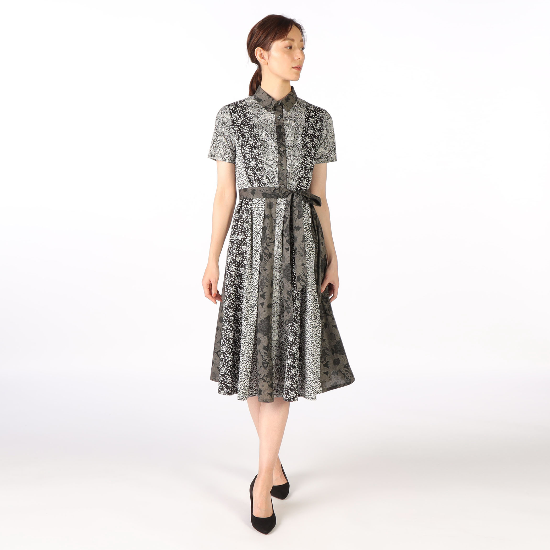 リバティプリントパッチワークワンピース