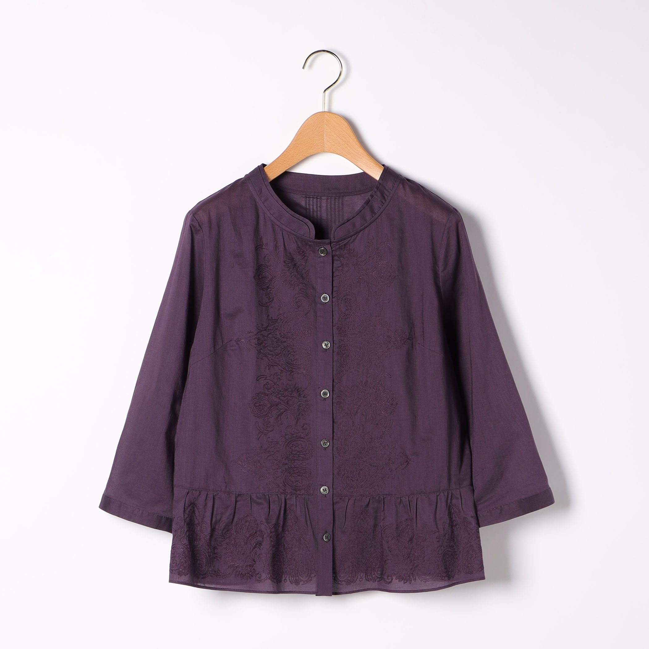 コットンエンブロイダリーペプラムブラウス