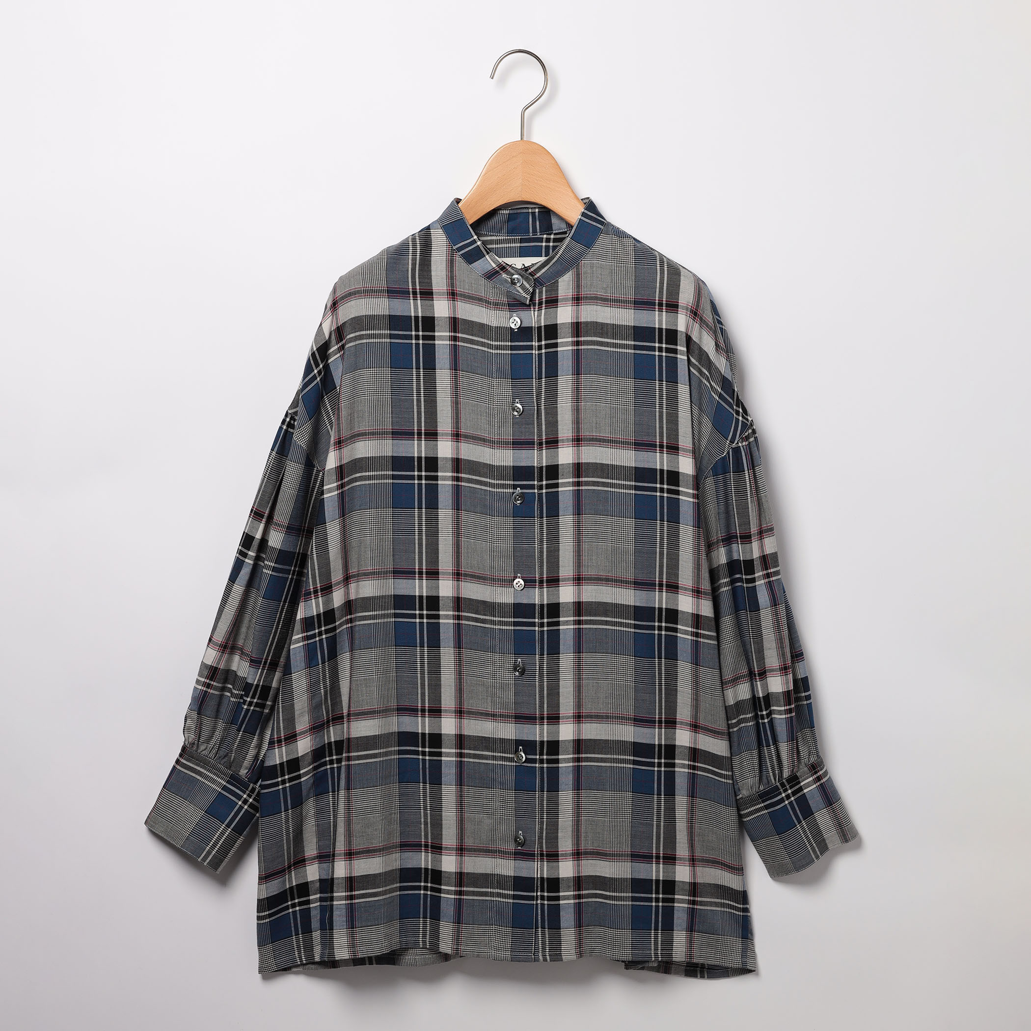 ツイルチェックブラウス