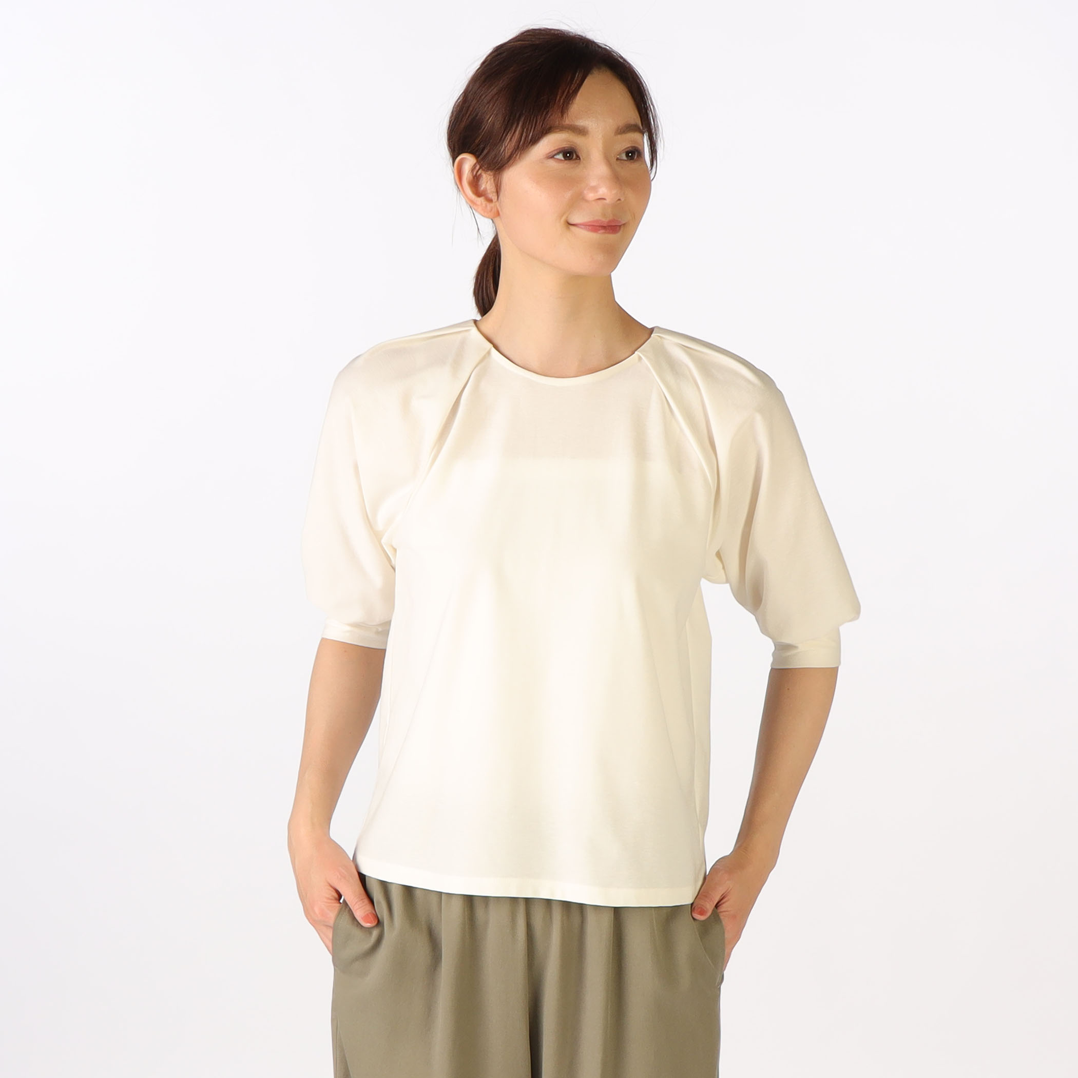 コットンリネンジャージカットソー