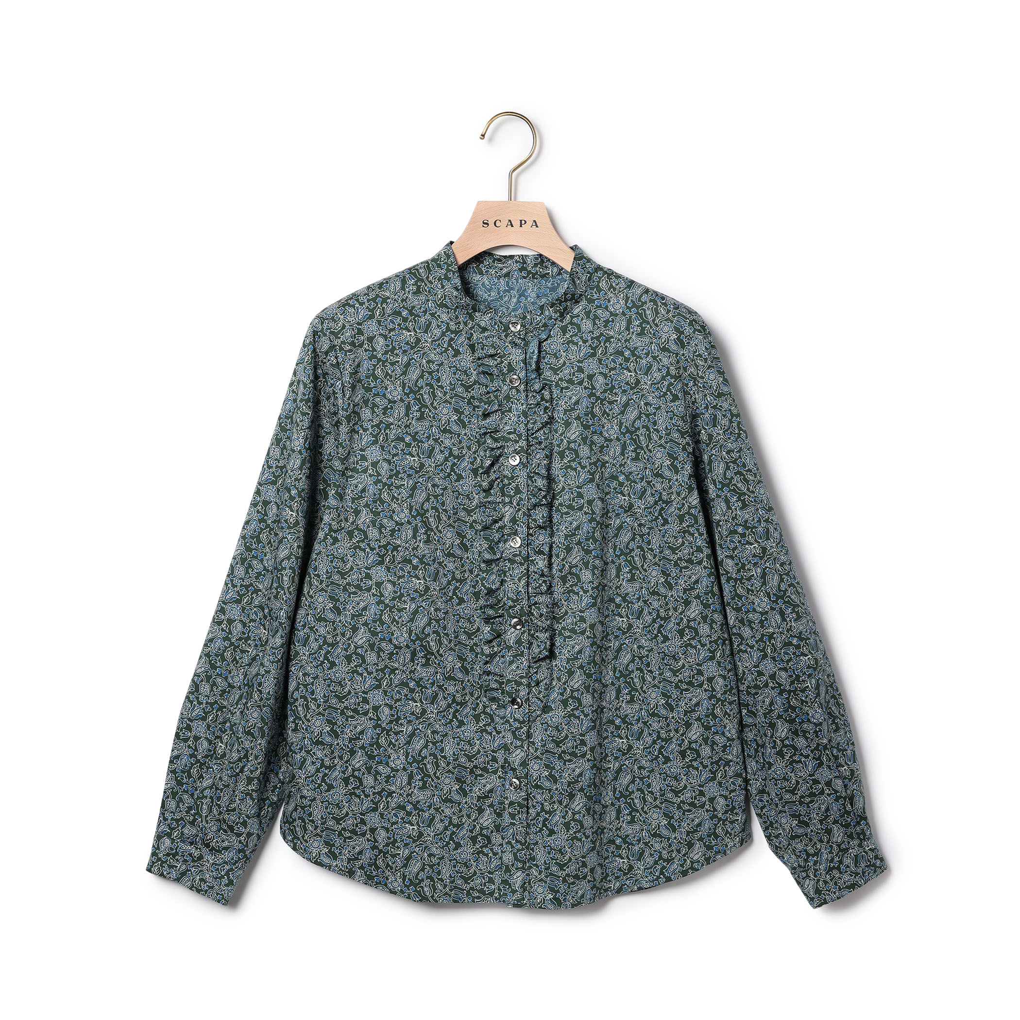 サラサリーフプリントフリルブラウス