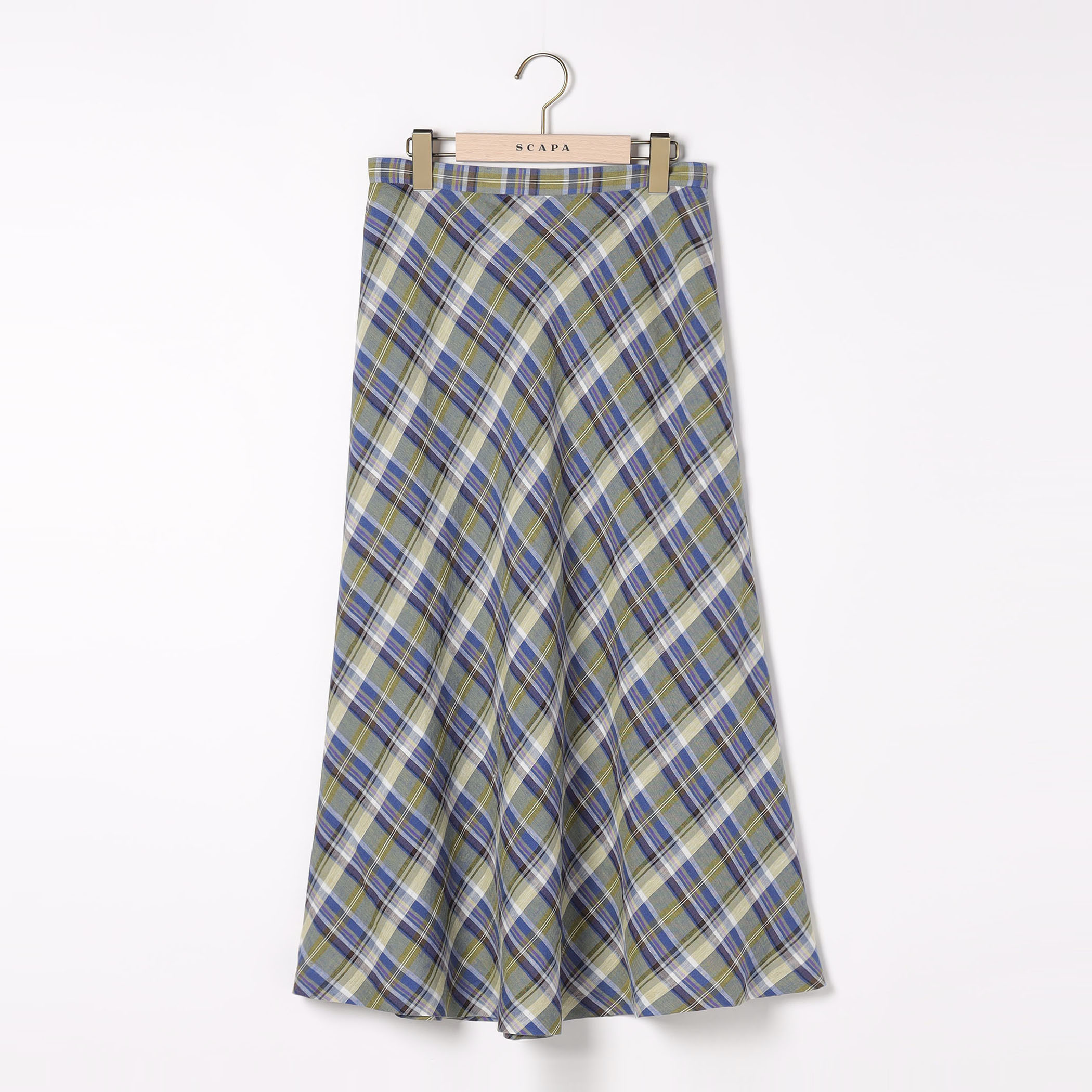 リネンチェックスカート