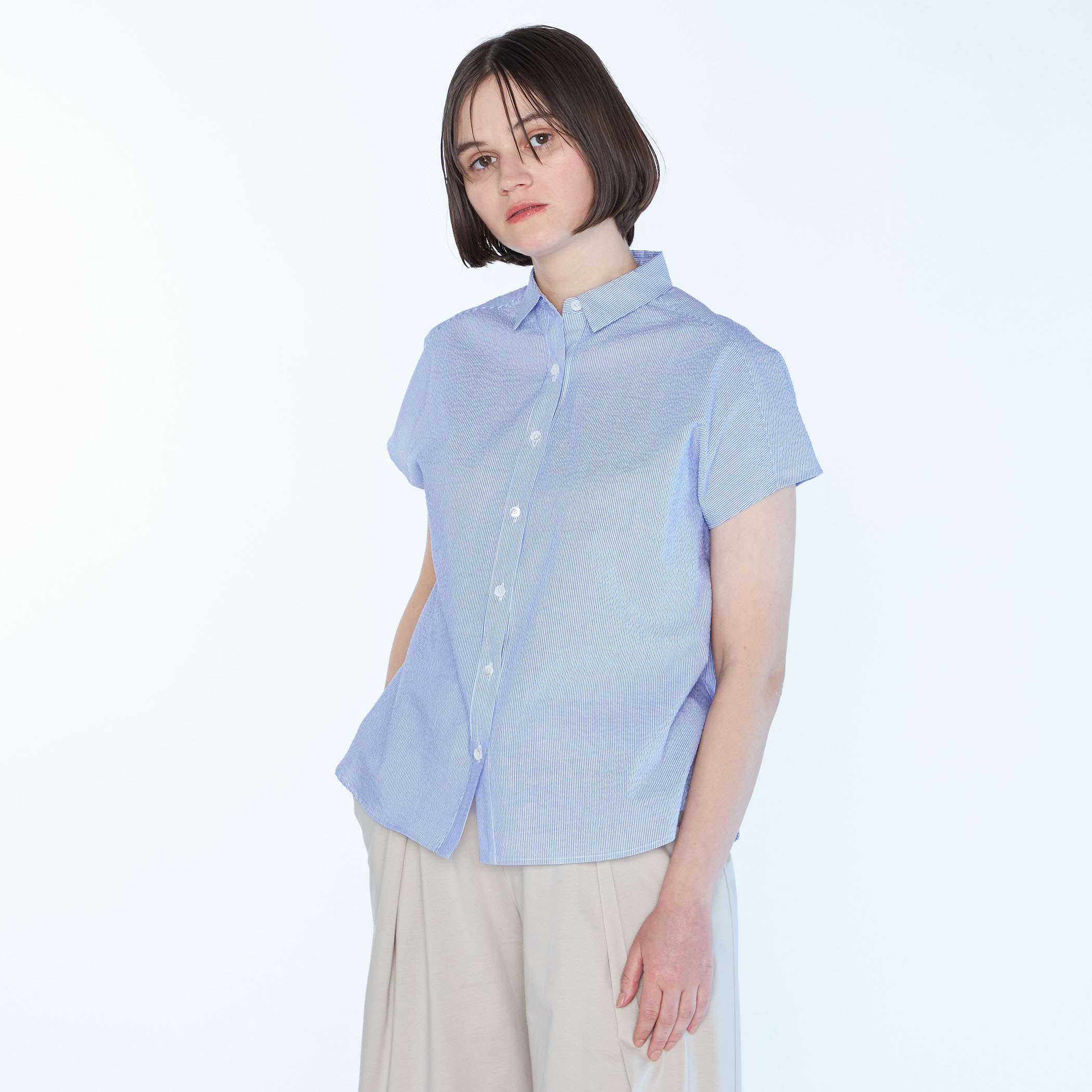 コットンストライプブラウス