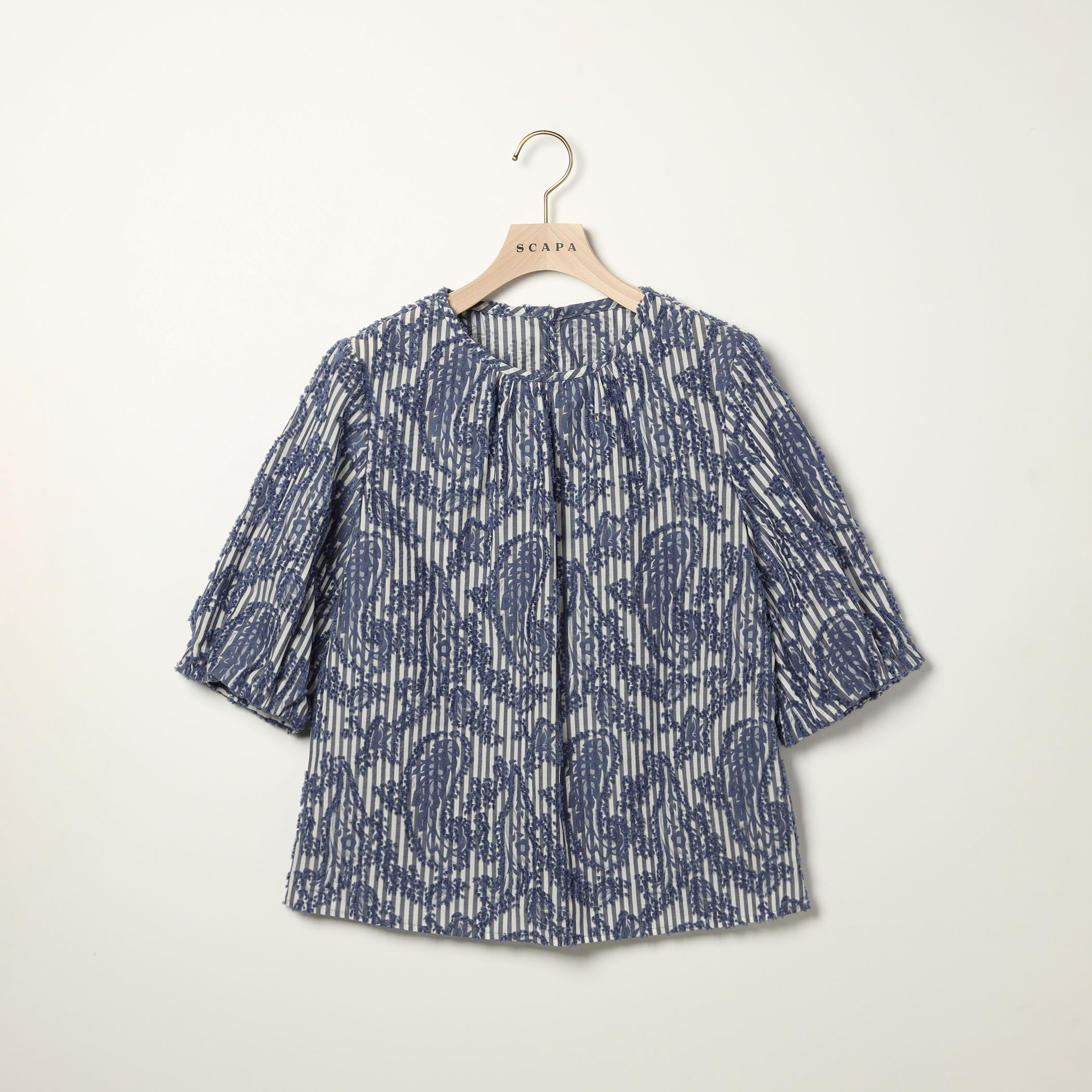 ストライプジャカードブラウス