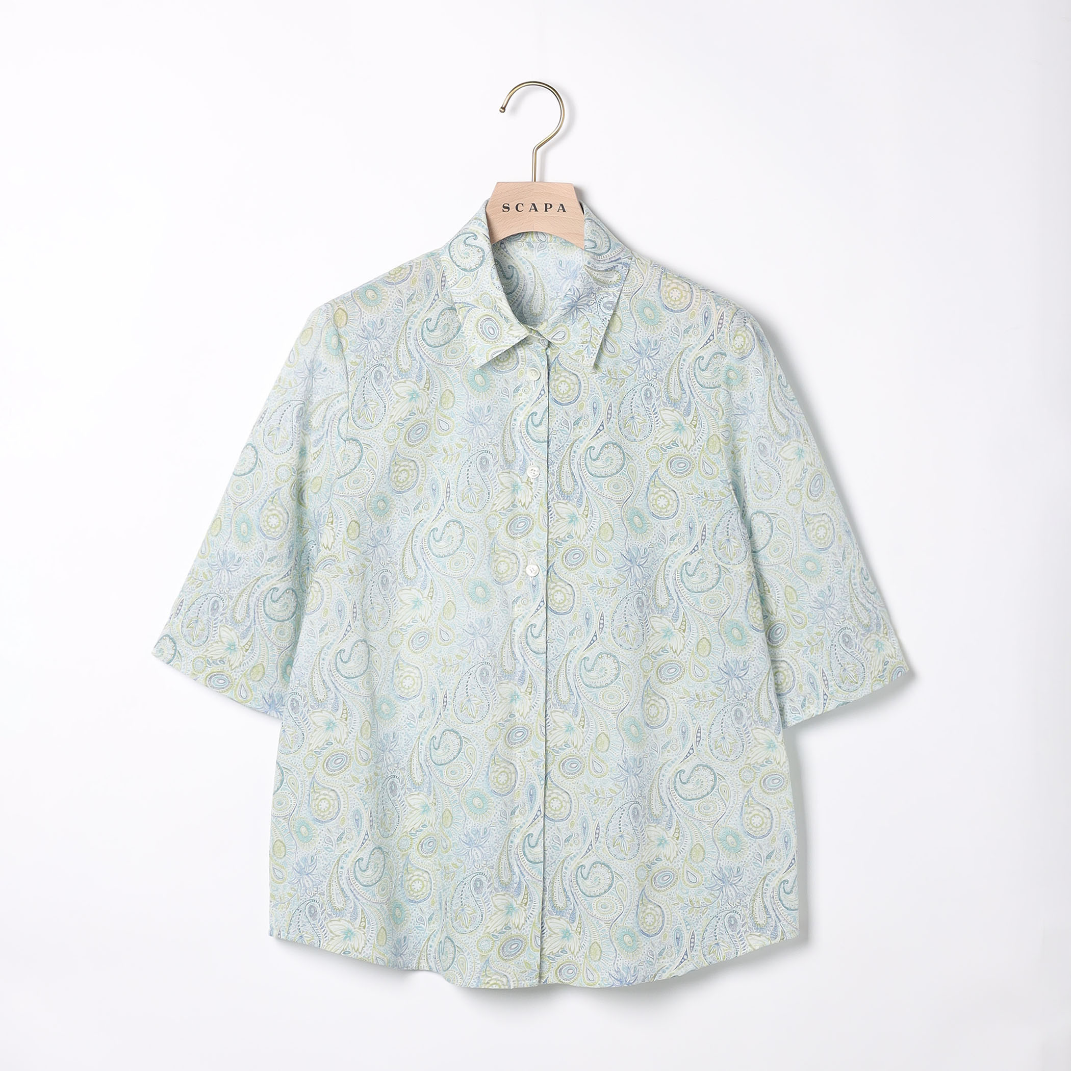 Liberty Printウェーブシャツ衿ラウス