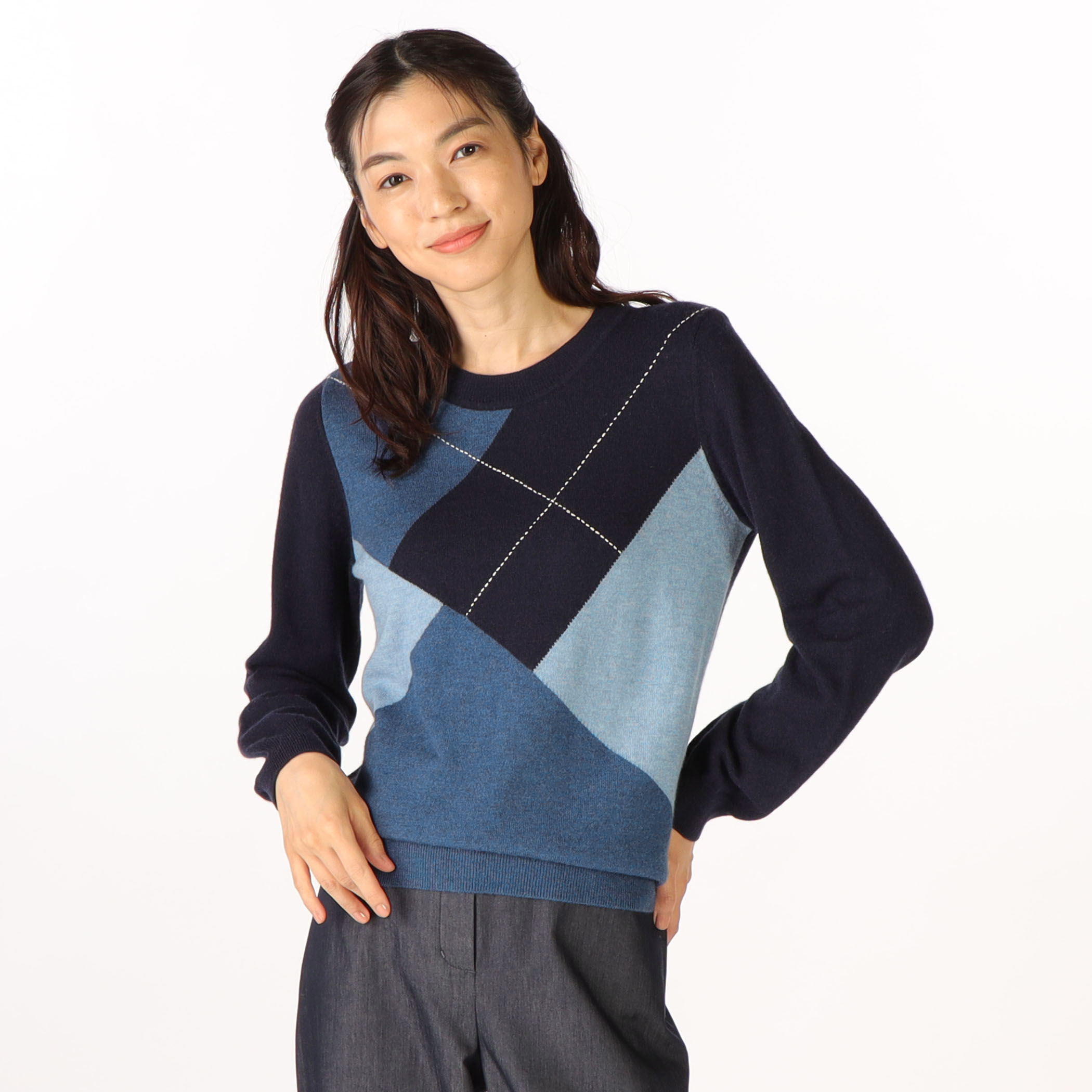 ブロックアーガイルニット