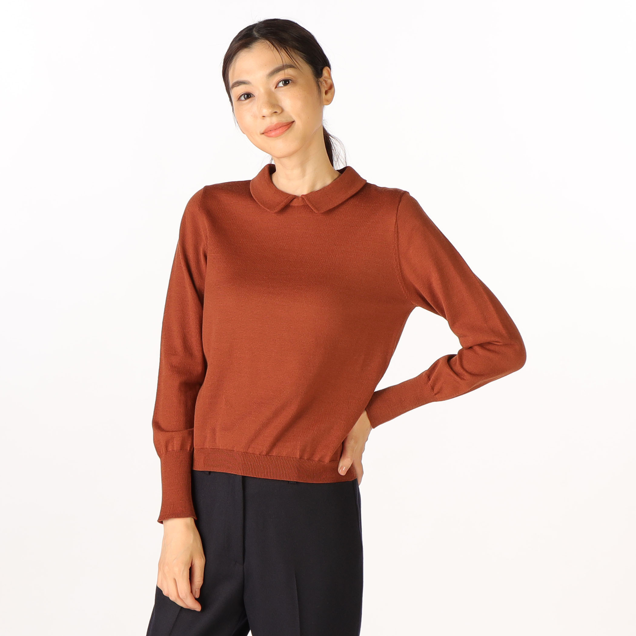 ハイゲージ衿付きニット