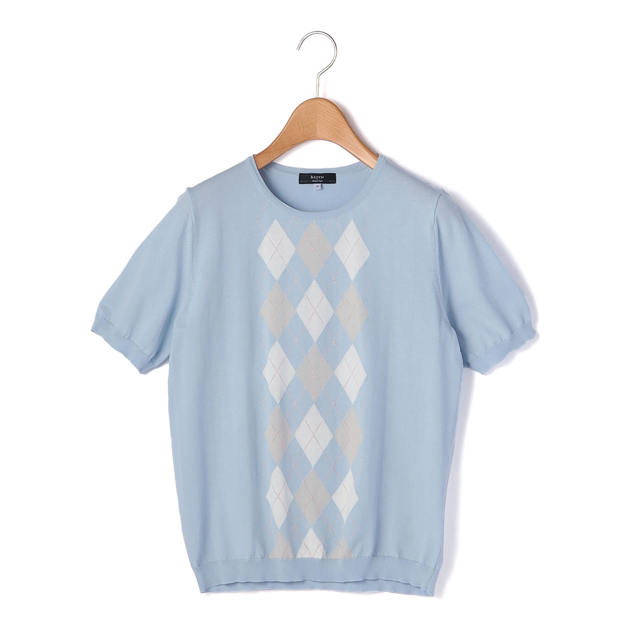 アーガイル半袖ニット